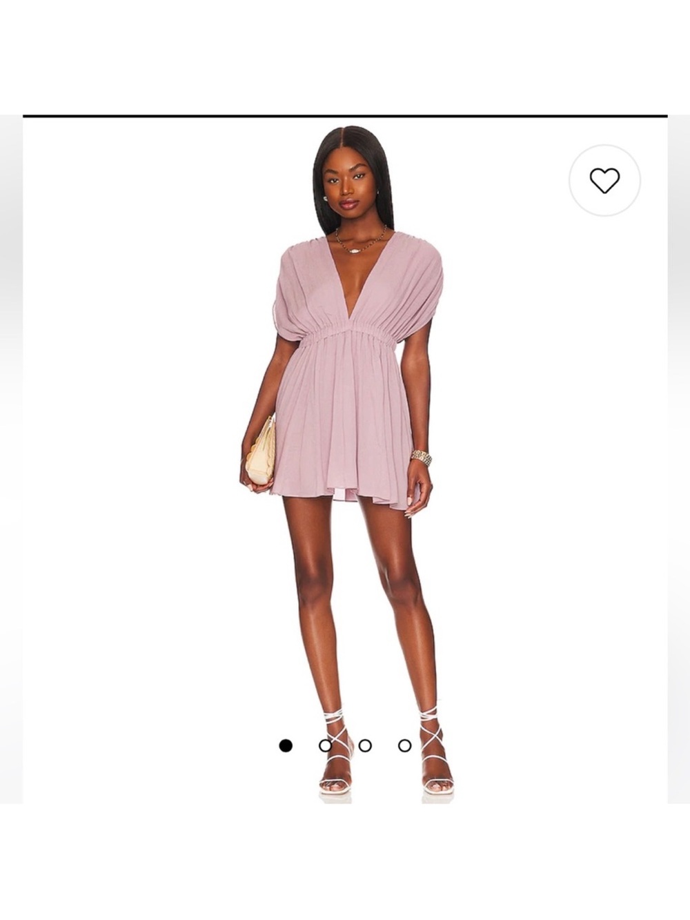 REVOLVE Anna Nata Blush Pink Plunge V-Neck Mini Dress